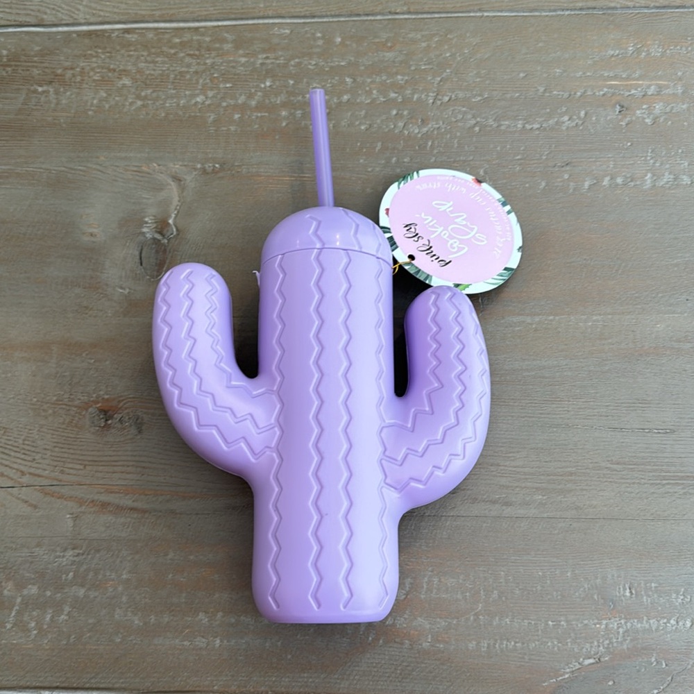 Pink Sky Cactus Cup with Straw - Purple - 21 oz - Dishwasher Safe - Brand New